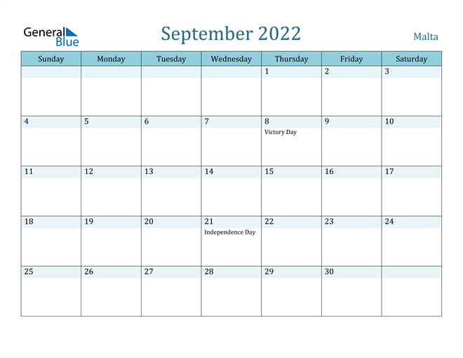 September 2022 Calendar with Holidays in PDF, Word, and Excel