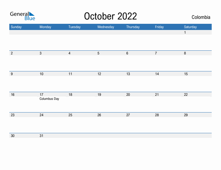 Fillable October 2022 Calendar