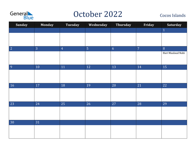 October 2022 Cocos Islands Calendar