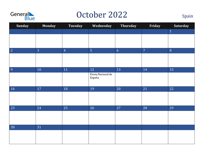 October 2022 Spain Calendar