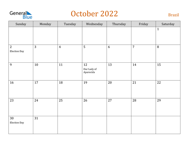 October 2022 Holiday Calendar