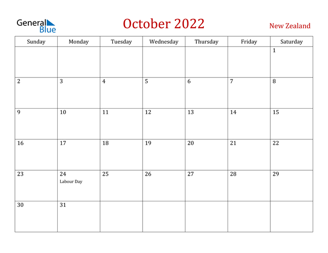 october 2022 calendar new zealand