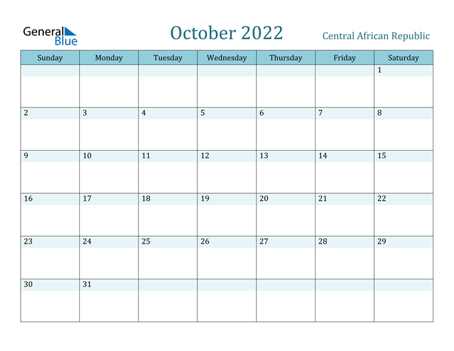 October 2022 Calendar with Holidays in PDF, Word, and Excel