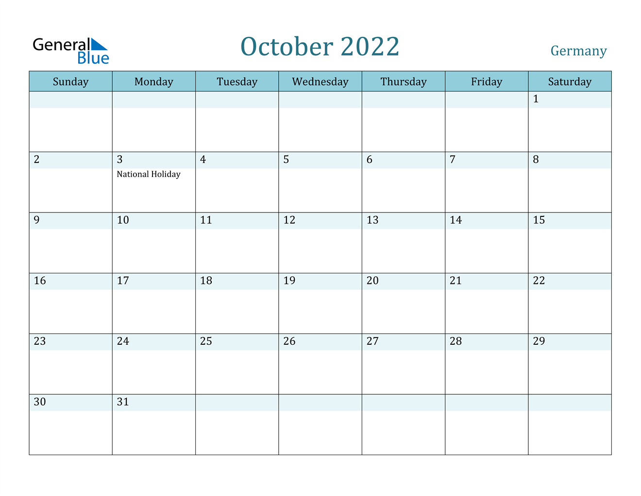 october 2022 calendar germany