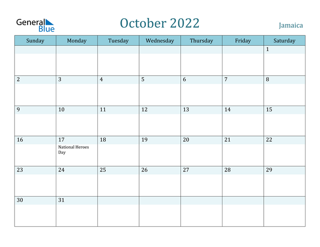 October 2022 Calendar with Holidays in PDF, Word, and Excel