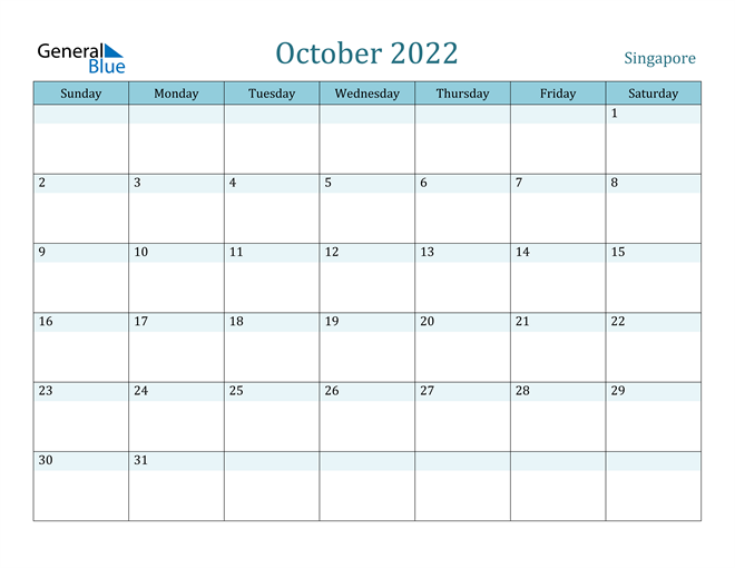 October 2022 Calendar Events Singapore October 2022 Calendar With Holidays