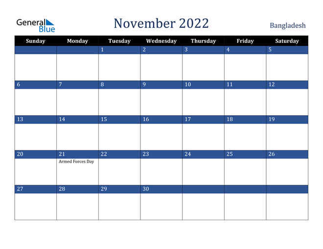 November 2022 Bangladesh Calendar