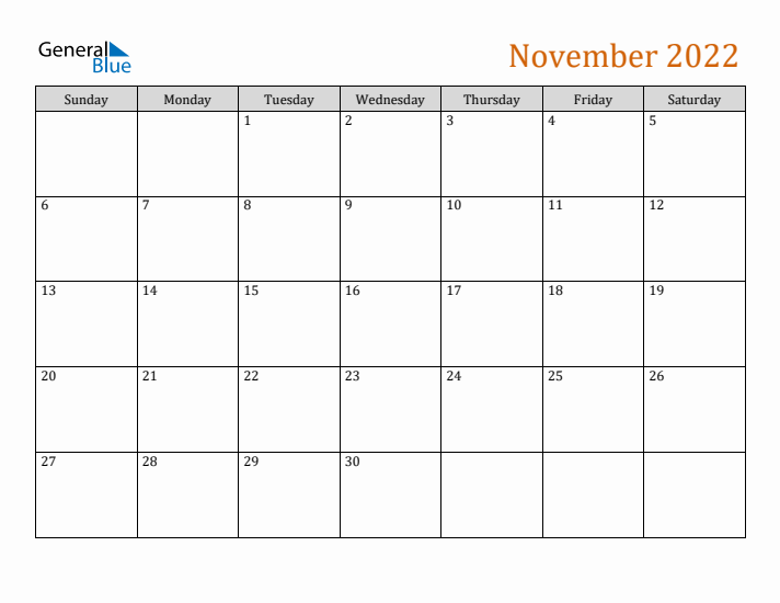 Editable November 2022 Calendar