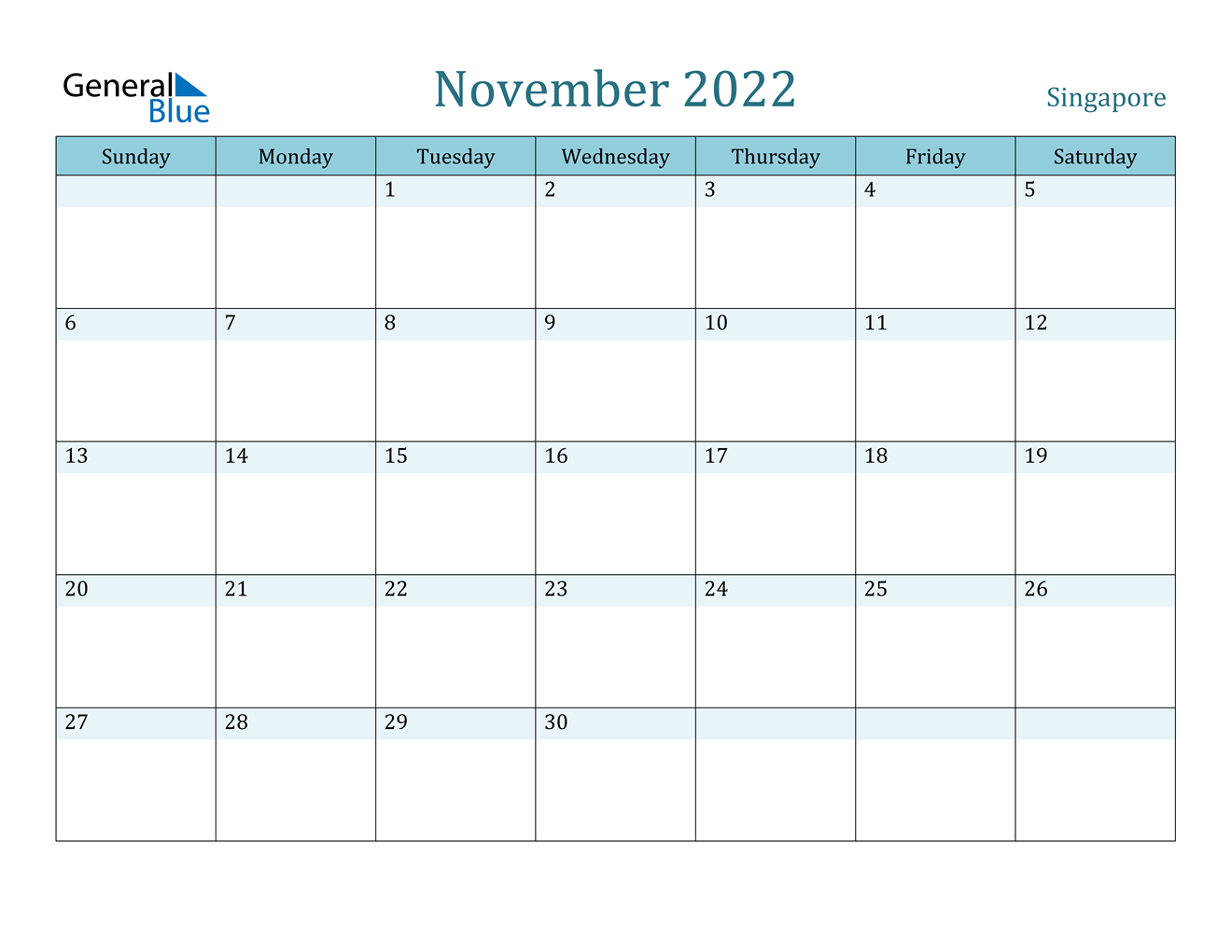 november 2022 calendar singapore