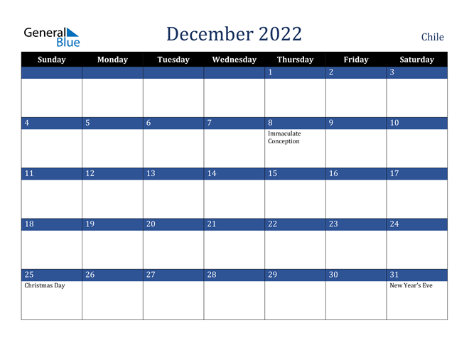 December 2022 Chile Calendar