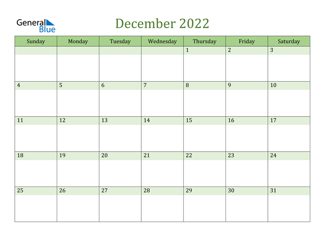  December Calendar 2022