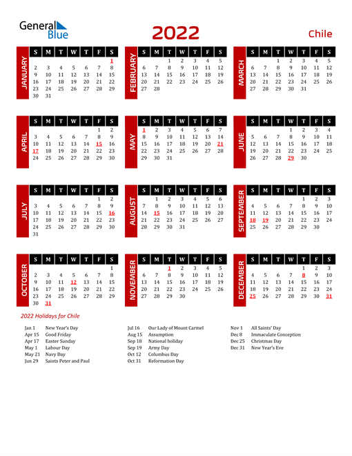 Download Chile 2022 Calendar