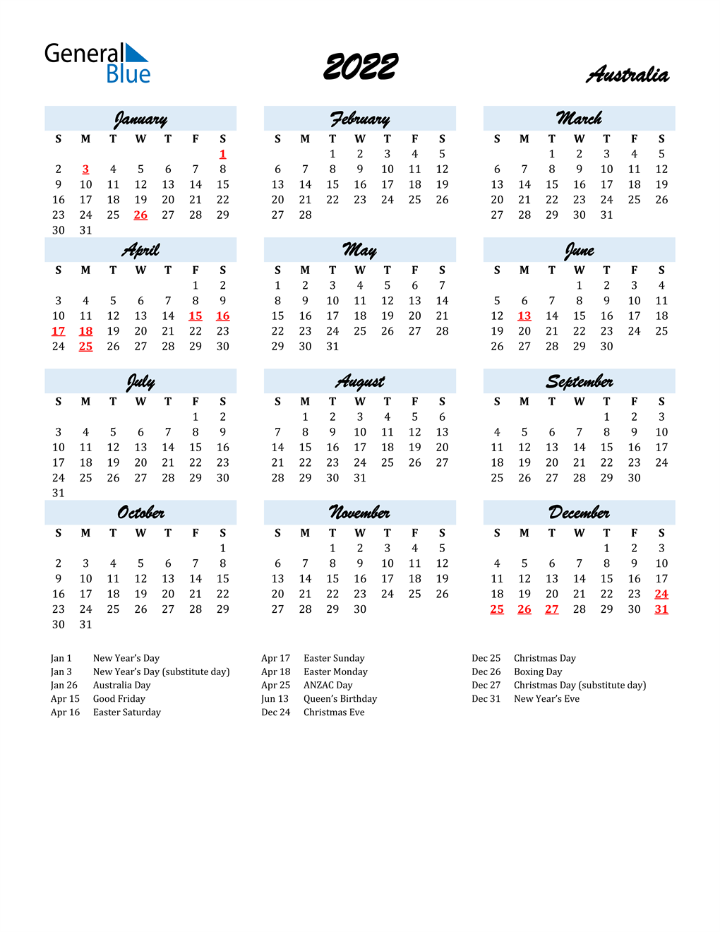Qld Public Holidays 2022 Calendar.2022 Australia Calendar With Holidays