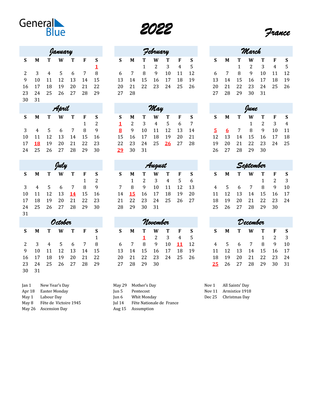 French Calendar 2022 2022 France Calendar With Holidays