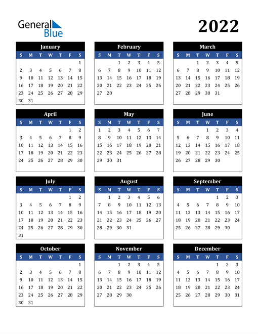 Editable Calendar 2022