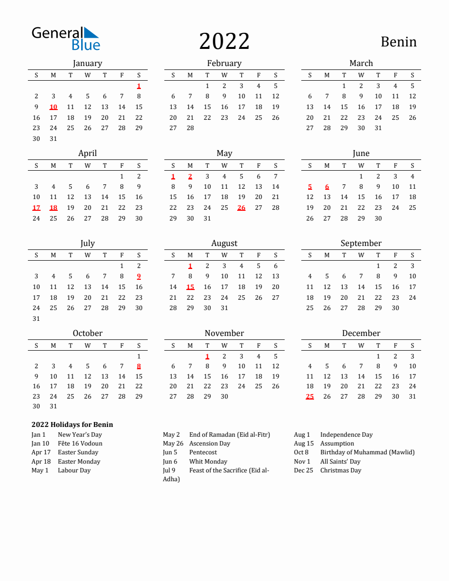 free-benin-holidays-calendar-for-year-2022