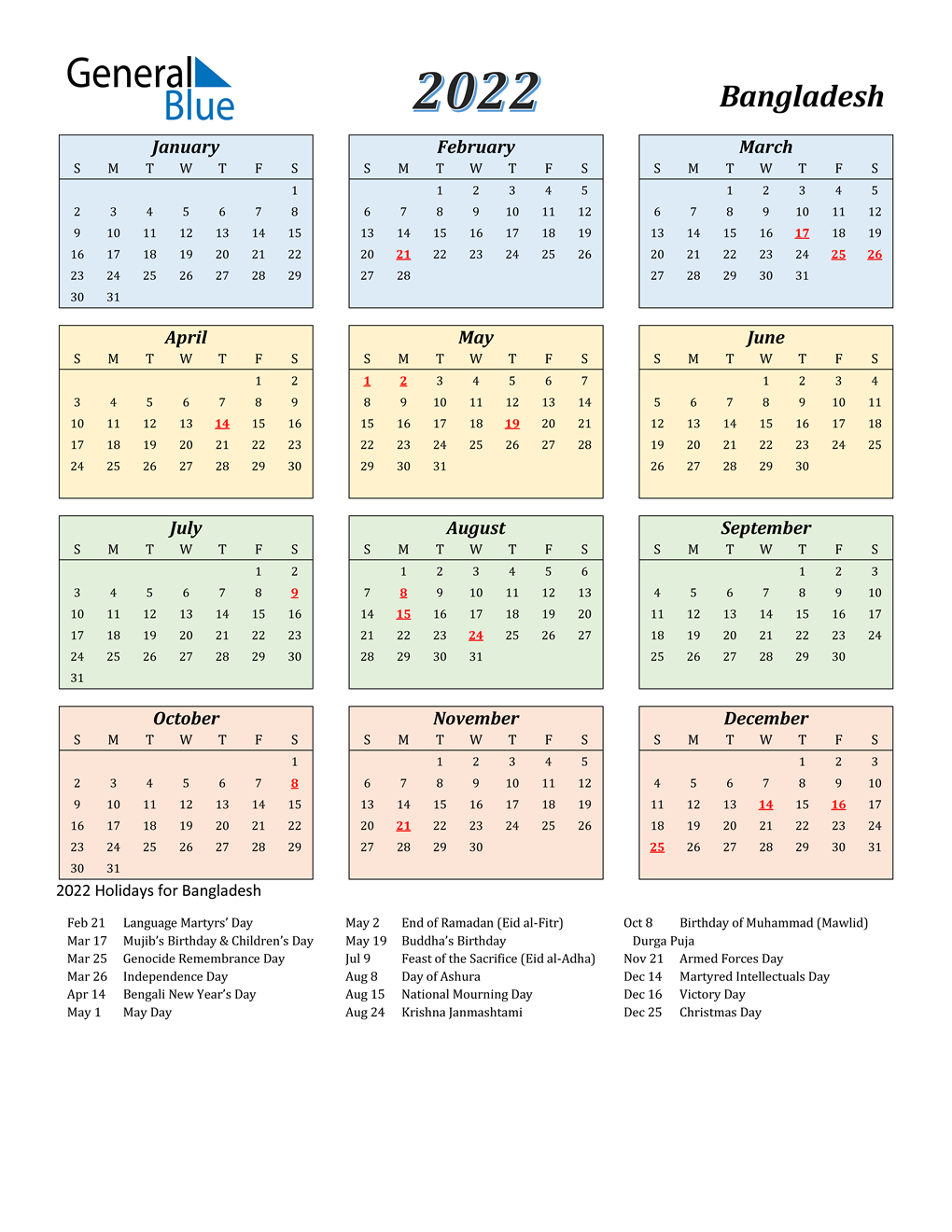 Todays Date 2022 Calendar 2022 Bangladesh Calendar With Holidays