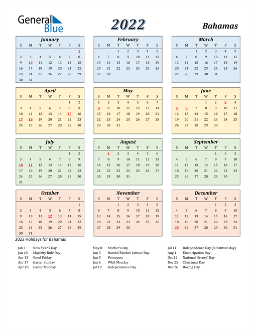 University The Bahamas Academic Calendar 2022 Blank Calendar 2022