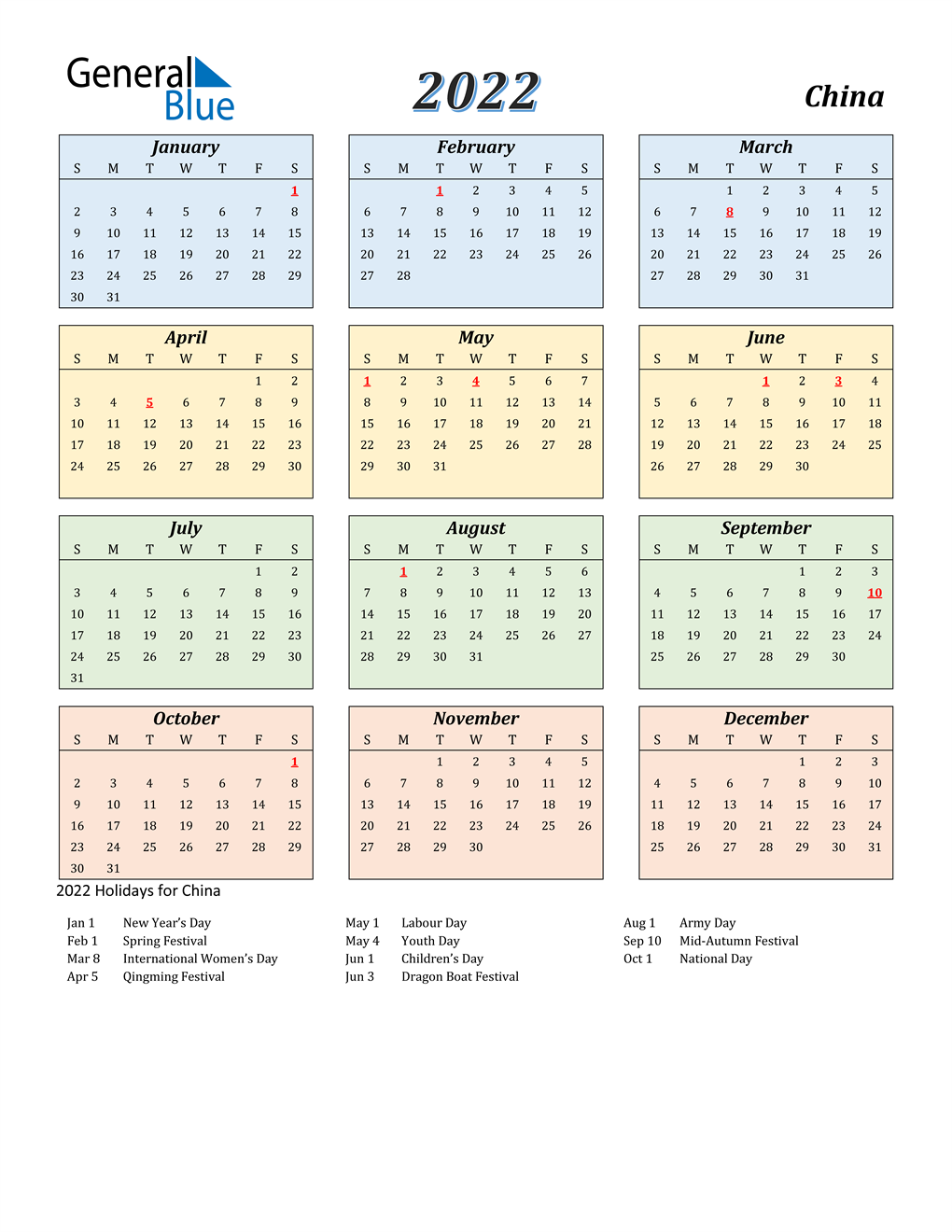 Chinese Holiday Calendar 2022 2022 China Calendar With Holidays