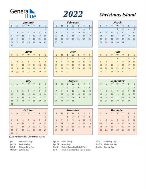 Christmas Island Calendar 2022