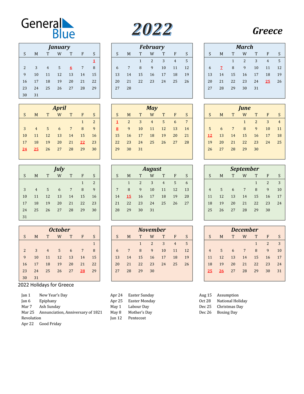 Orthodox Easter 2022 Calendar 2022 Greece Calendar With Holidays