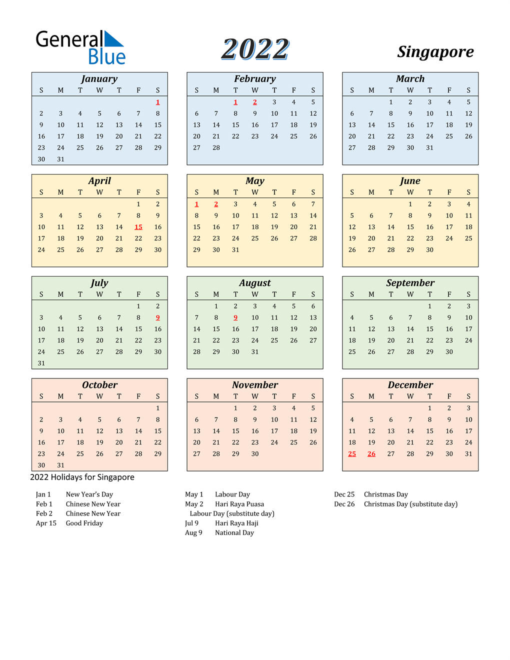 Ms Calendar 2022 2022 Singapore Calendar With Holidays