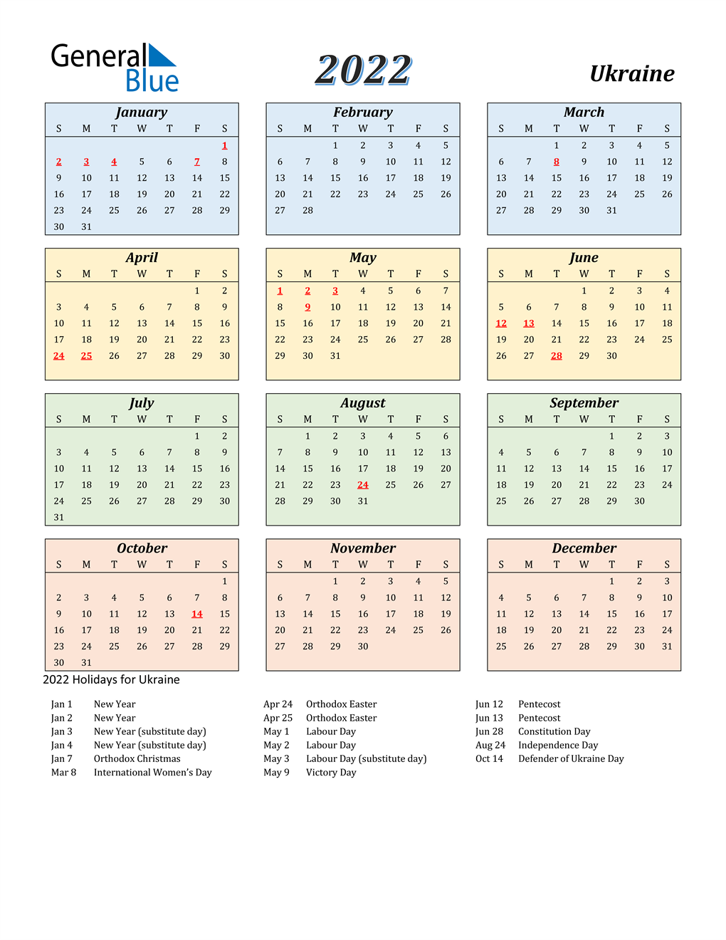 Ua Calendar 2022 2022 Ukraine Calendar With Holidays