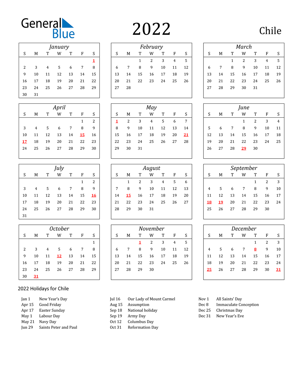 Calendario Con Feriados 2022 Chile Para Imprimir Guadalupe Daniels Info