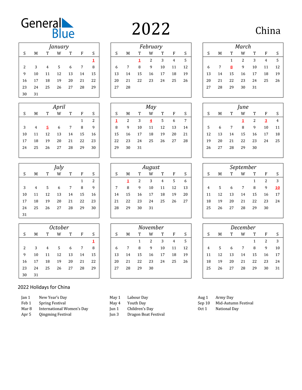 Chinese Calendar 2022 Pdf 2022 China Calendar With Holidays