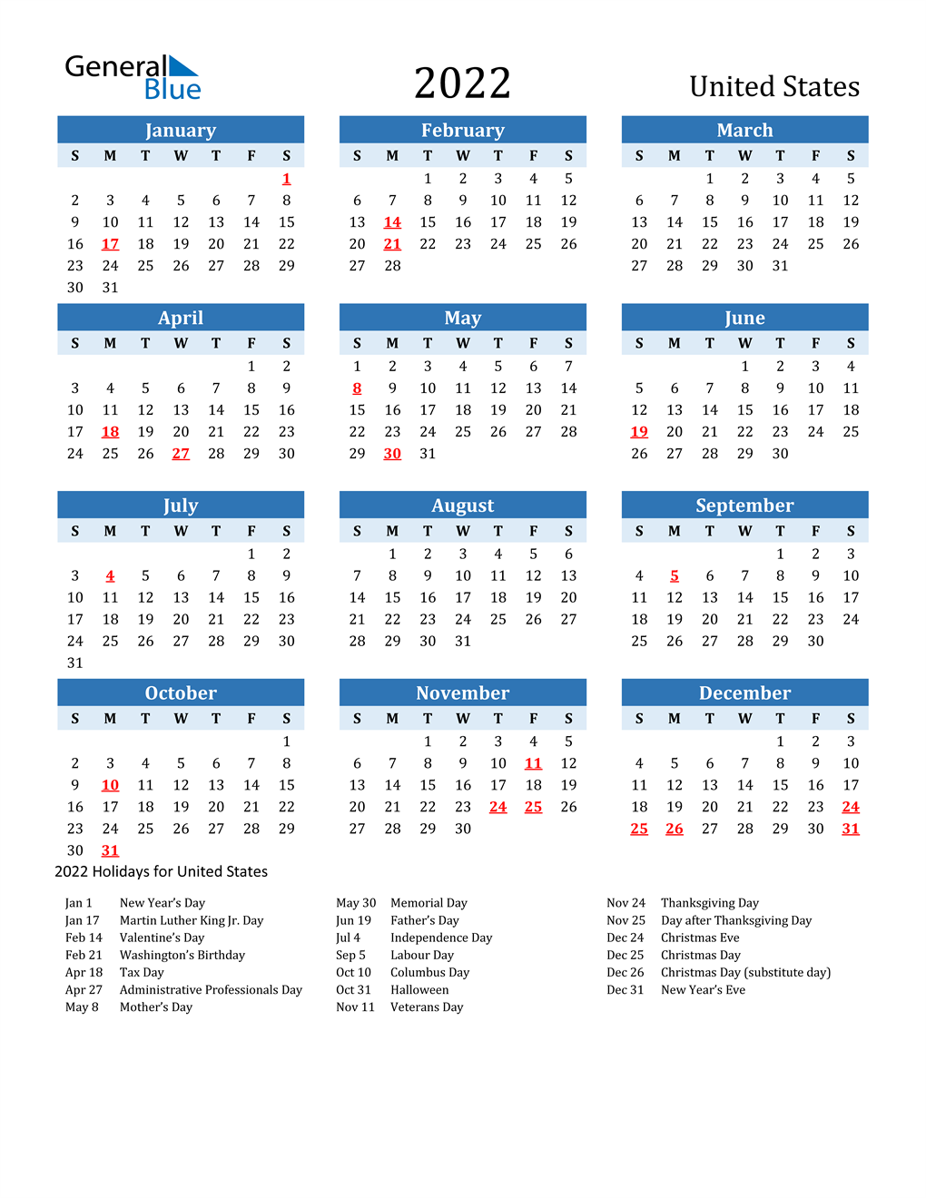 October 2022 Calendar With Holidays Usa 2022 United States Calendar With Holidays