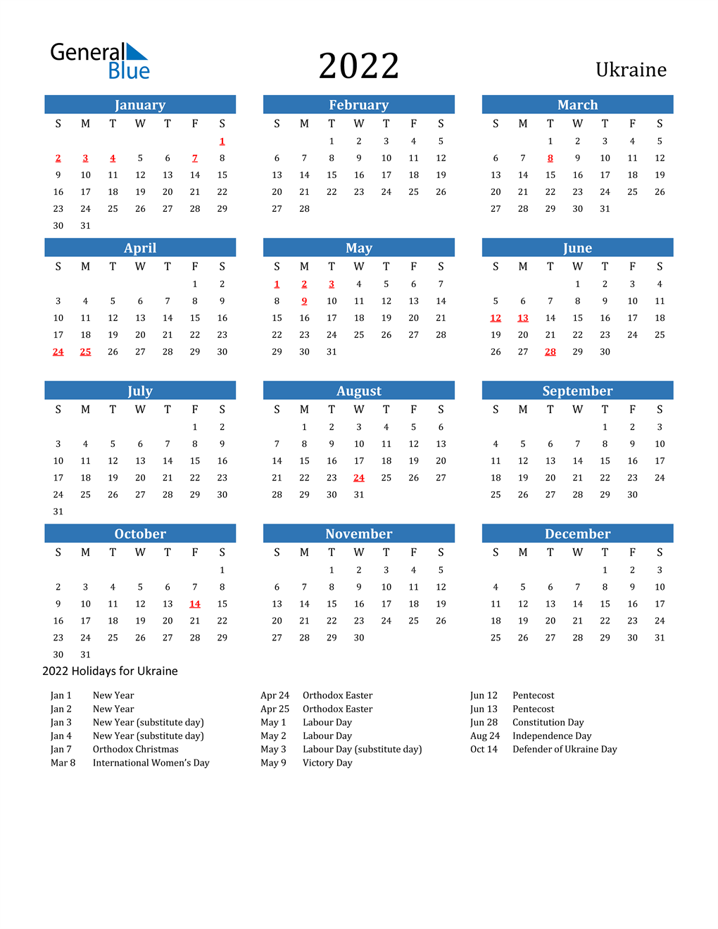 Ua Calendar 2022 2022 Ukraine Calendar With Holidays