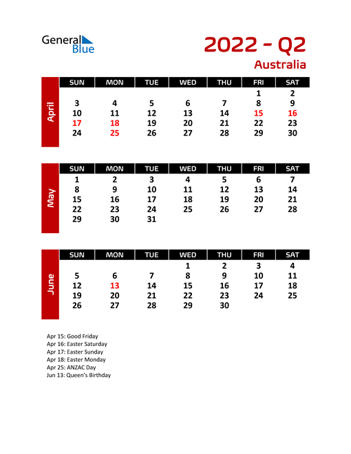 australia calendars with holidays