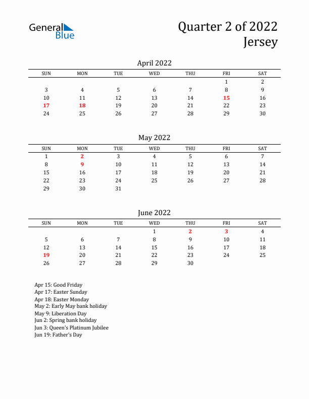 Quarter 2 2022 Jersey Quarterly Calendar