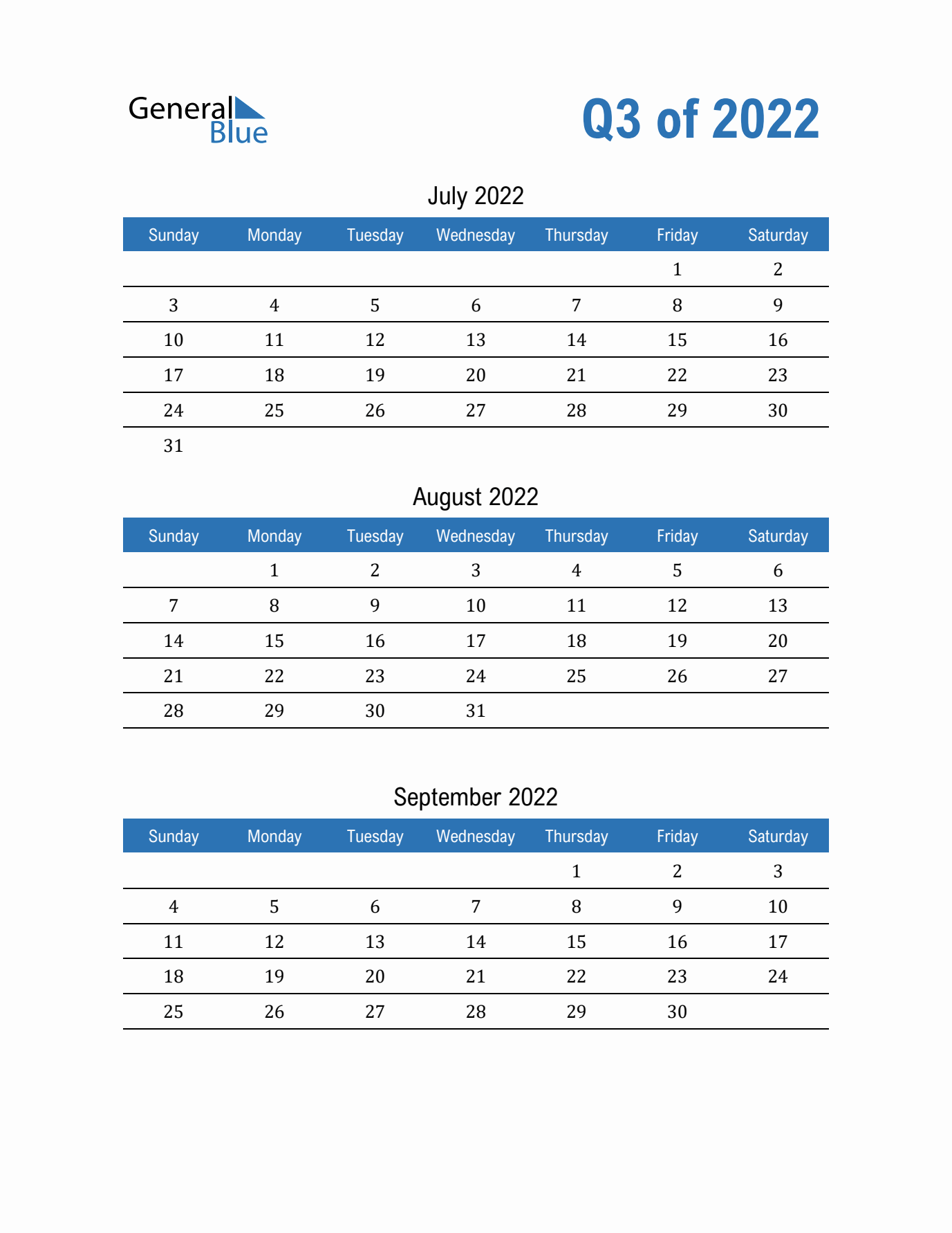 2022 Q3 Quarterly Calendar Blue Sunday Start En 1377x1782 
