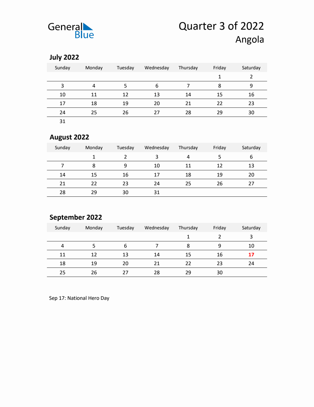 Q3 2022 Quarterly Calendar With Angola Holidays Pdf Excel Word 1286