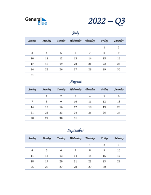  2022 Quarterly Calendar