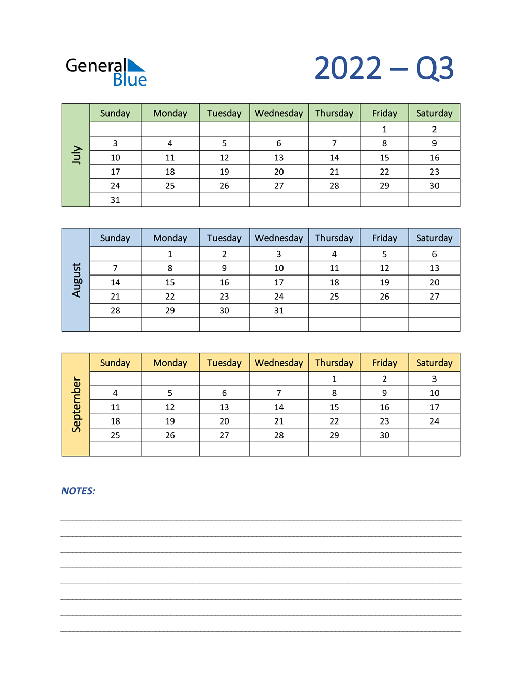 2022 q3 three month quarterly calendar