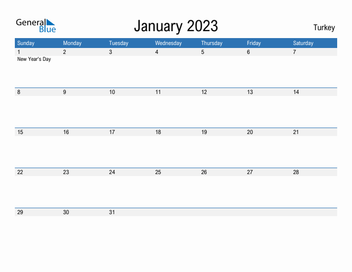 Fillable January 2023 Calendar