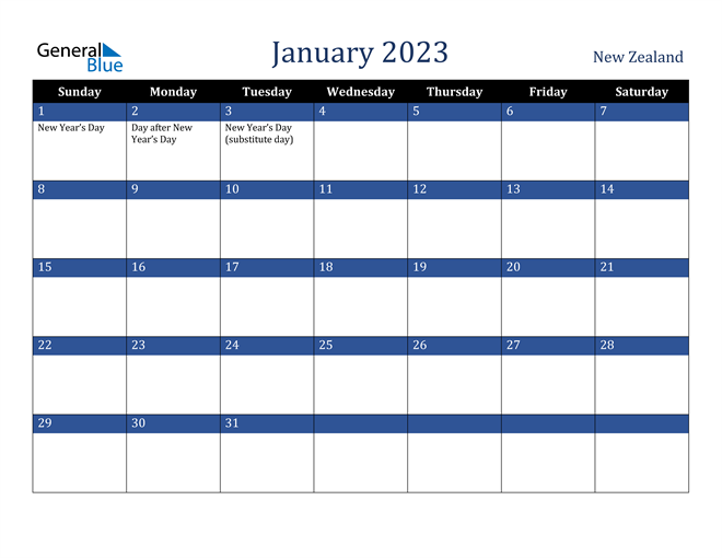 January 2023 Calendar With New Zealand Holidays 3930