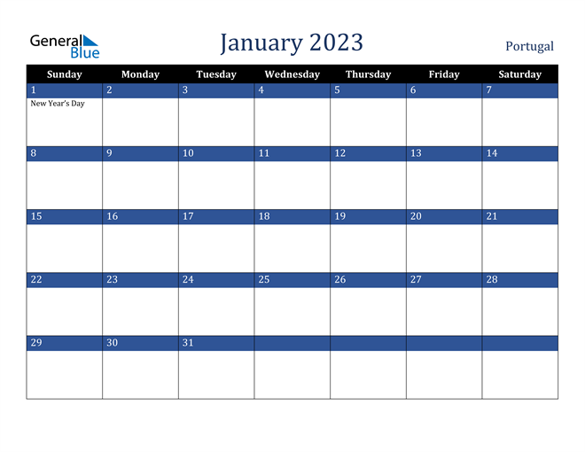 January 2023 Portugal Calendar