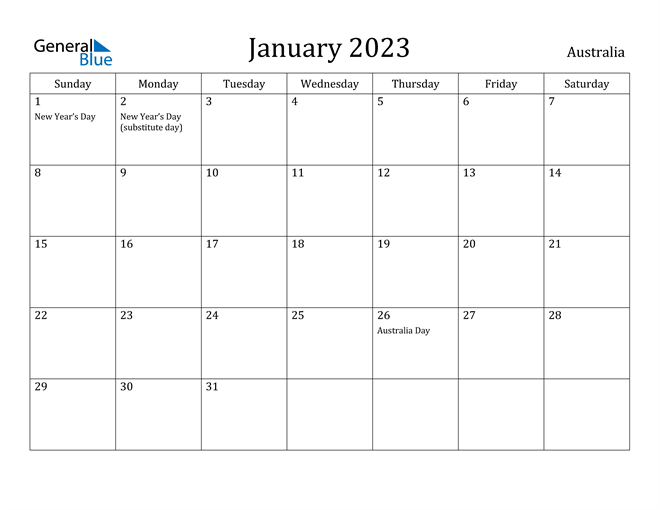 Free Printable Calendar January 2023 Australia Printable Templates Free