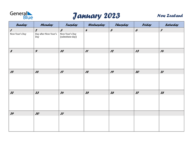 Free Printable 2023 Calendar With Holidays Nz IMAGESEE