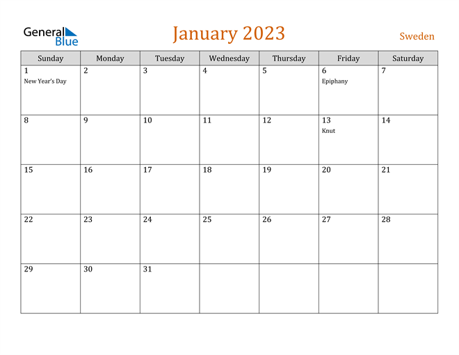 January 2023 Holiday Calendar