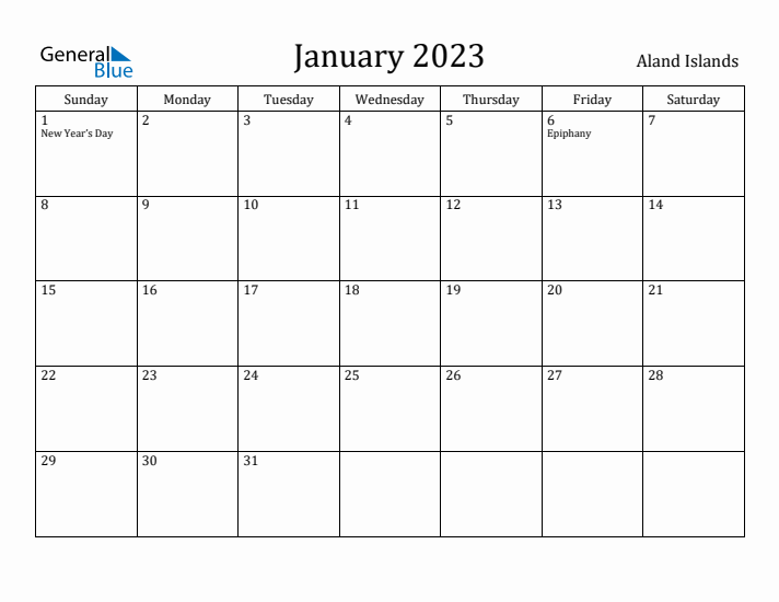 January 2023 Calendar Aland Islands