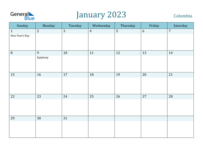 January 2023 Calendar with Holidays in PDF, Word, and Excel