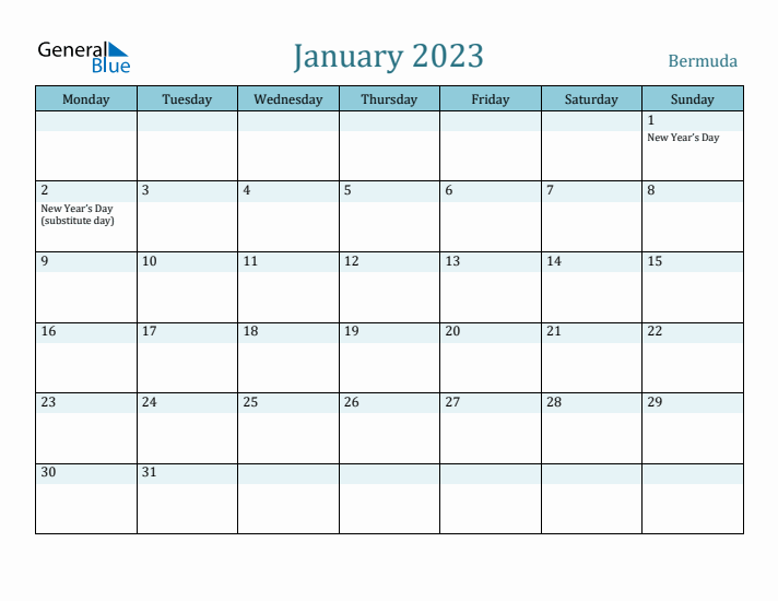 January 2023 Calendar with Holidays