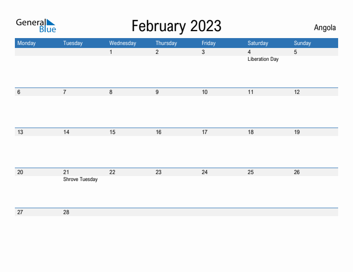 Fillable February 2023 Calendar