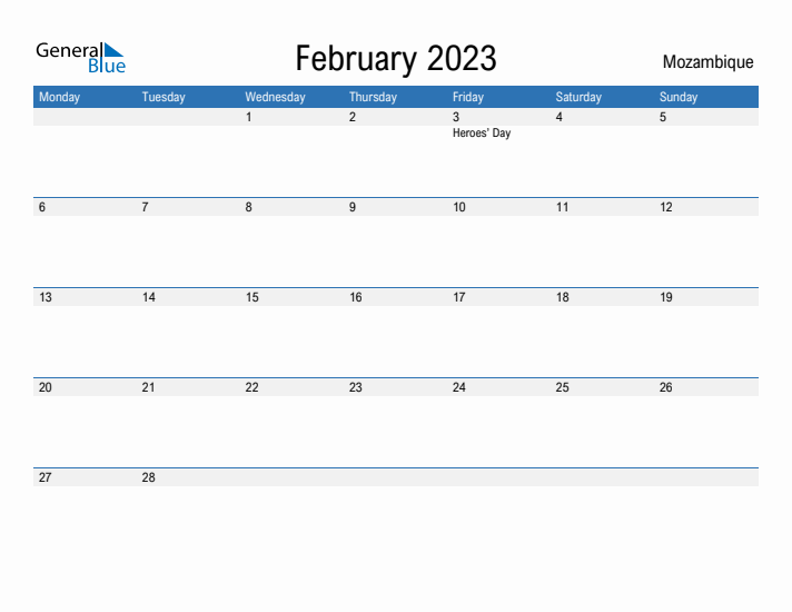 Fillable February 2023 Calendar