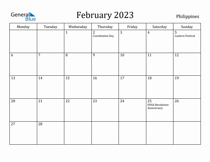 February 2023 Calendar Philippines