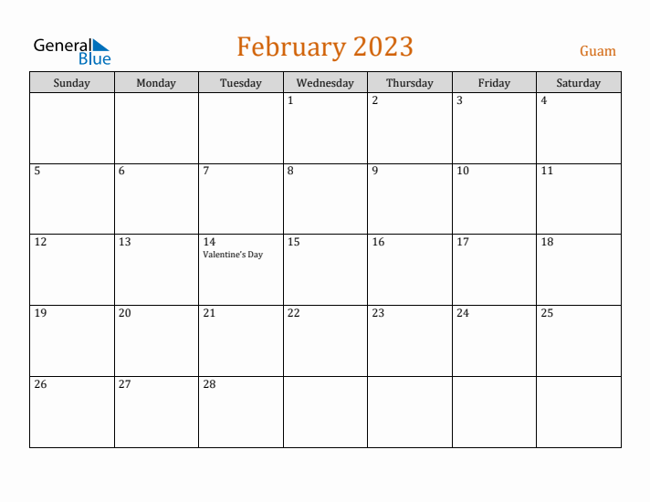 February 2023 Holiday Calendar with Sunday Start